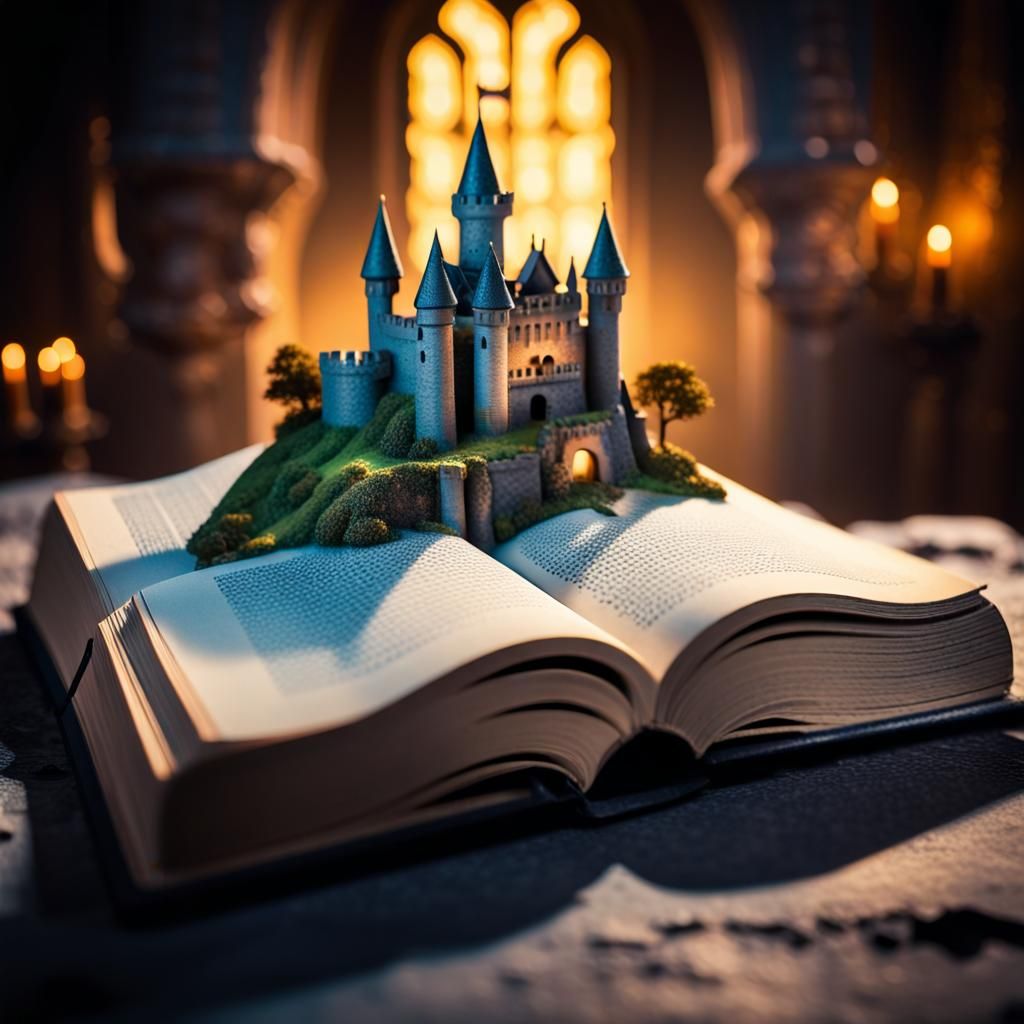 Medieval Castle on Storybook in Vibrant Realism