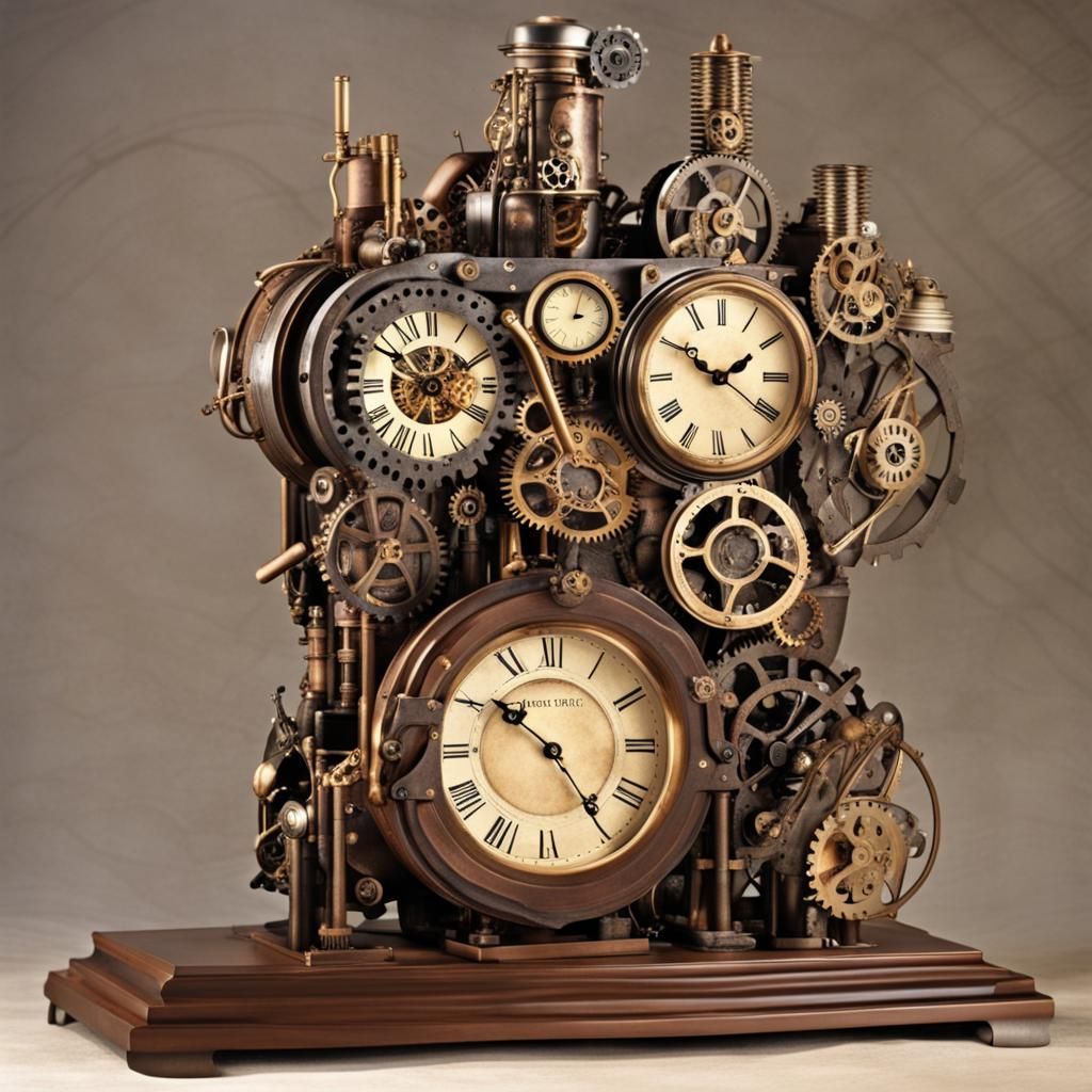 Steampunk Clockwork Man with Grandfather Clock Face