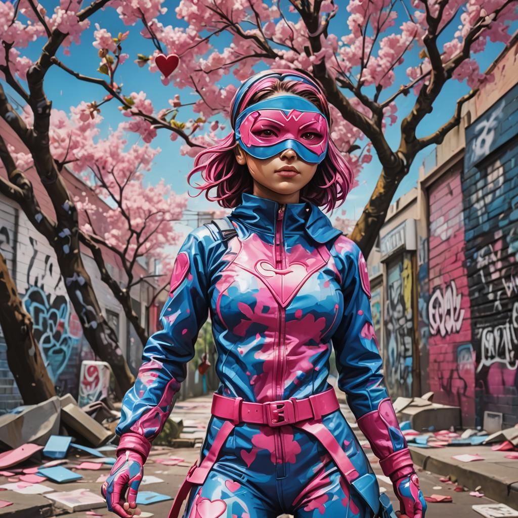 Teenage Ninja Action Figure with Heart in Graffiti Style