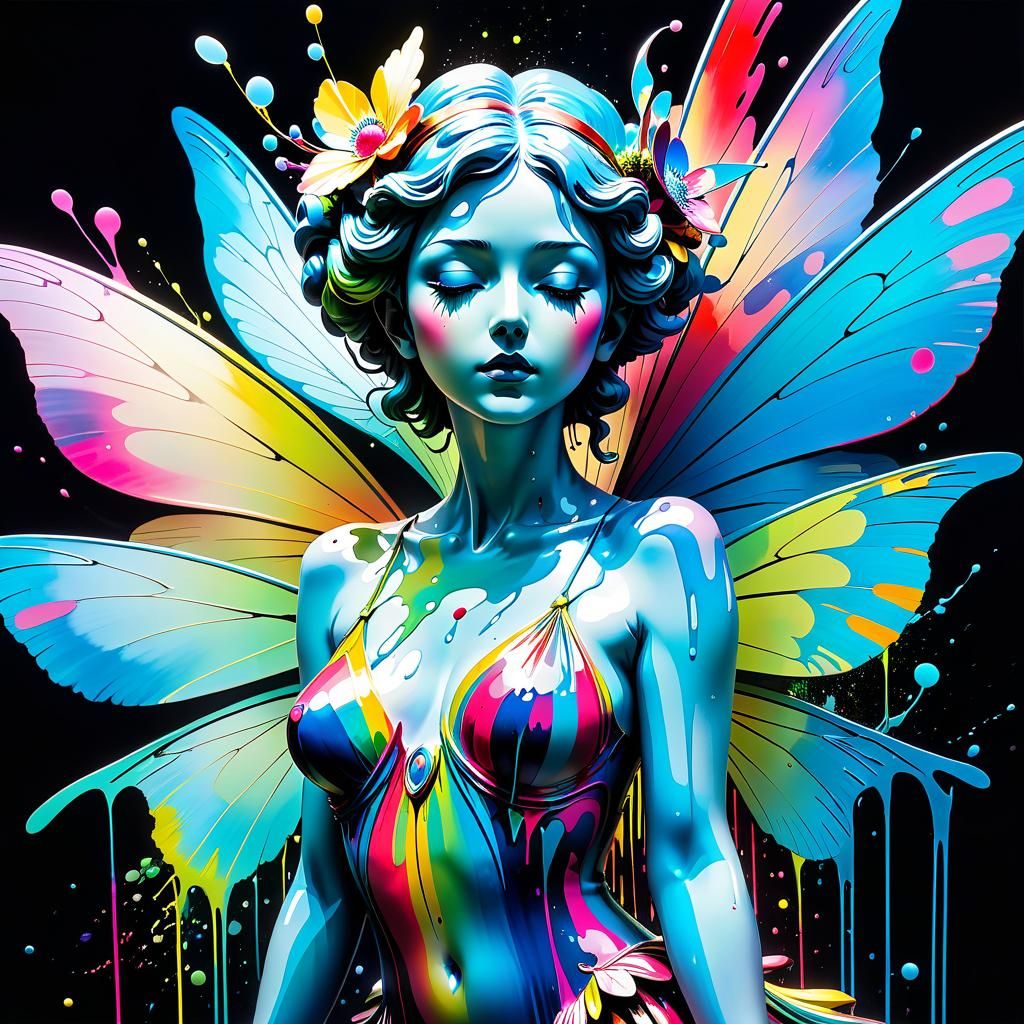 Abstract Fairy Statue in Vivid Colors
