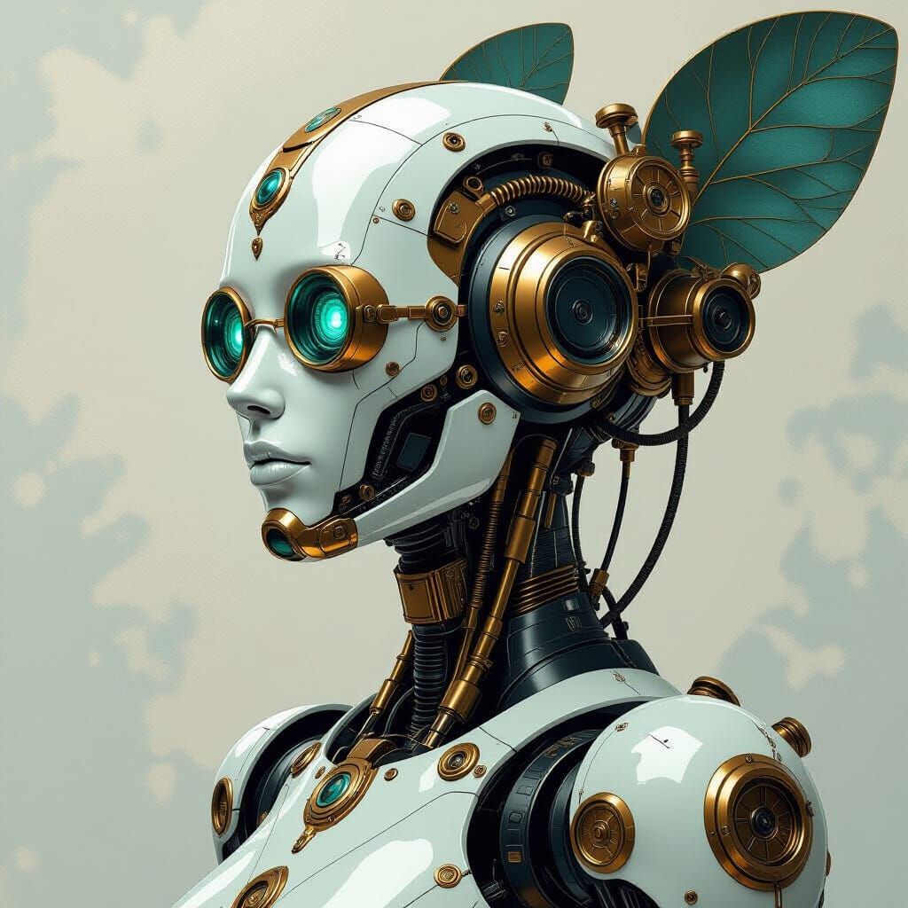 Surreal Steampunk Robot with Classical Influences