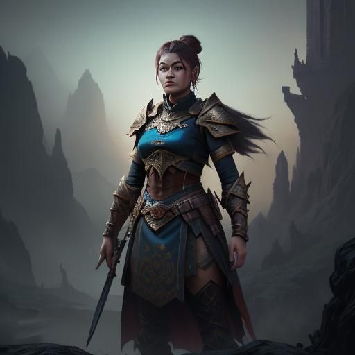 Fantastical Female Warrior Concept Art in Deep Color