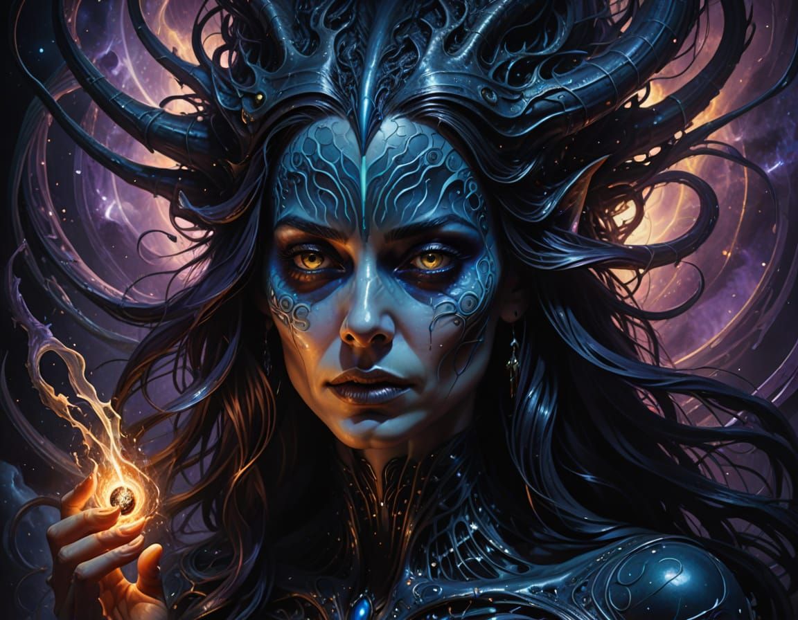 Sinister Sorceress Unleashes Cosmic Power in Dark Fantasy Ma...