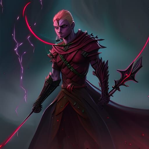 Dark Elf with Laser Rifle in Cyberpunk Style