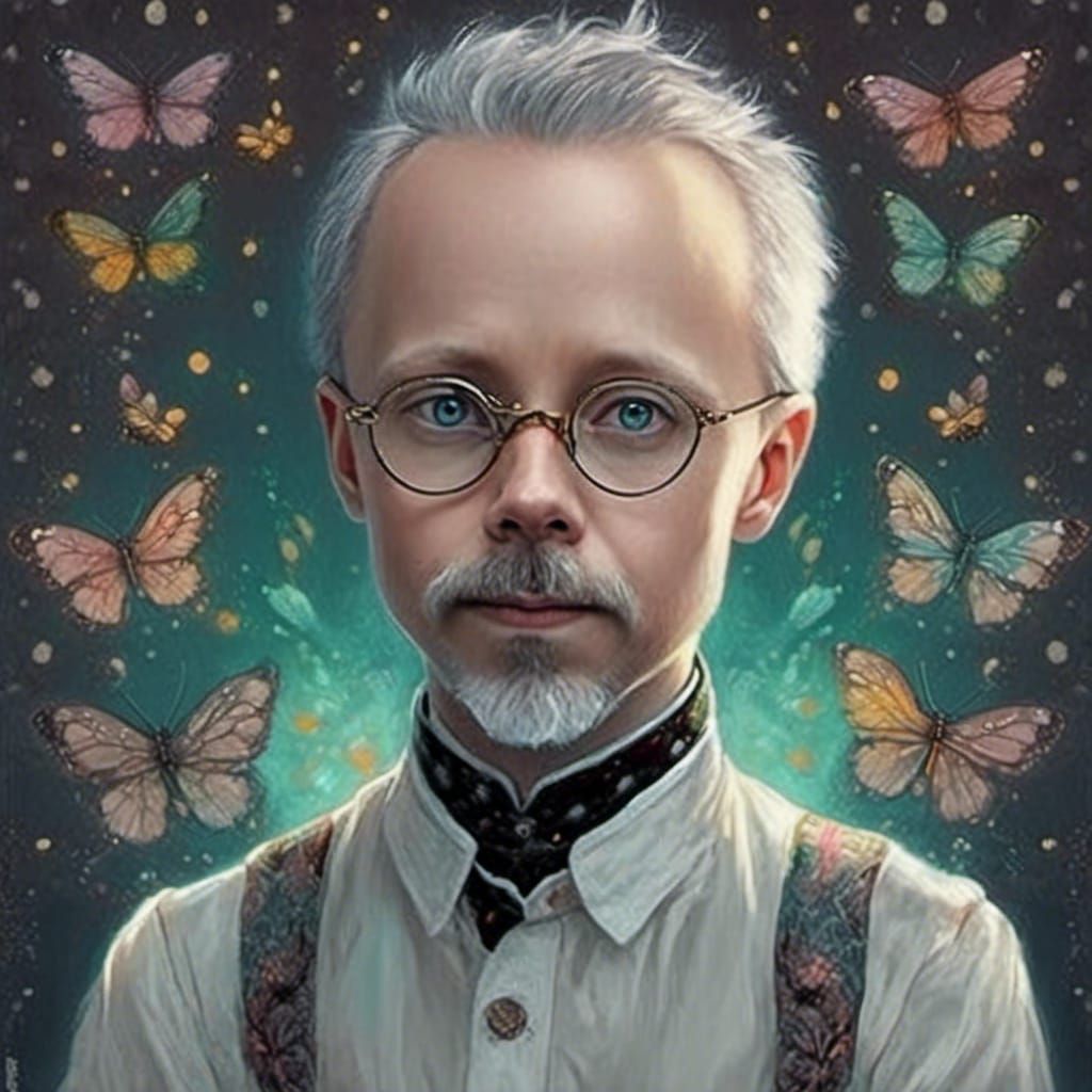 Chibified Bald Fairy Prince Portrait in Fairycore Style