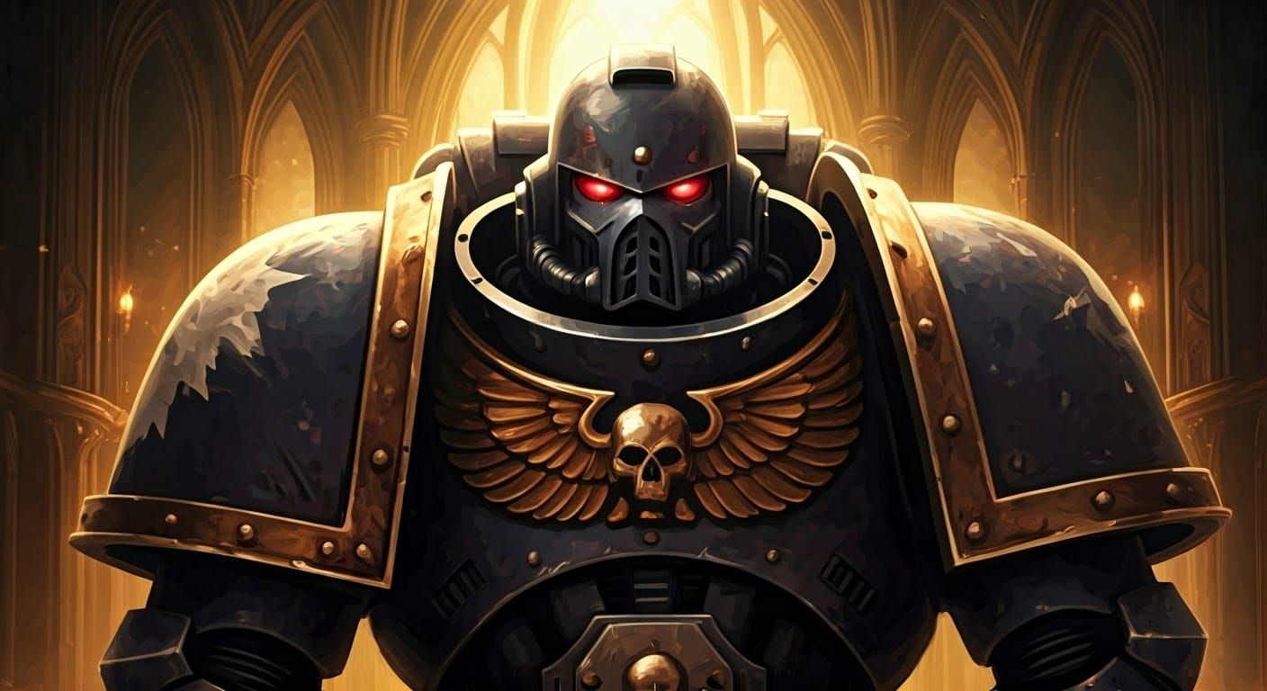 Space Marine Portrait in Gothic Chamber