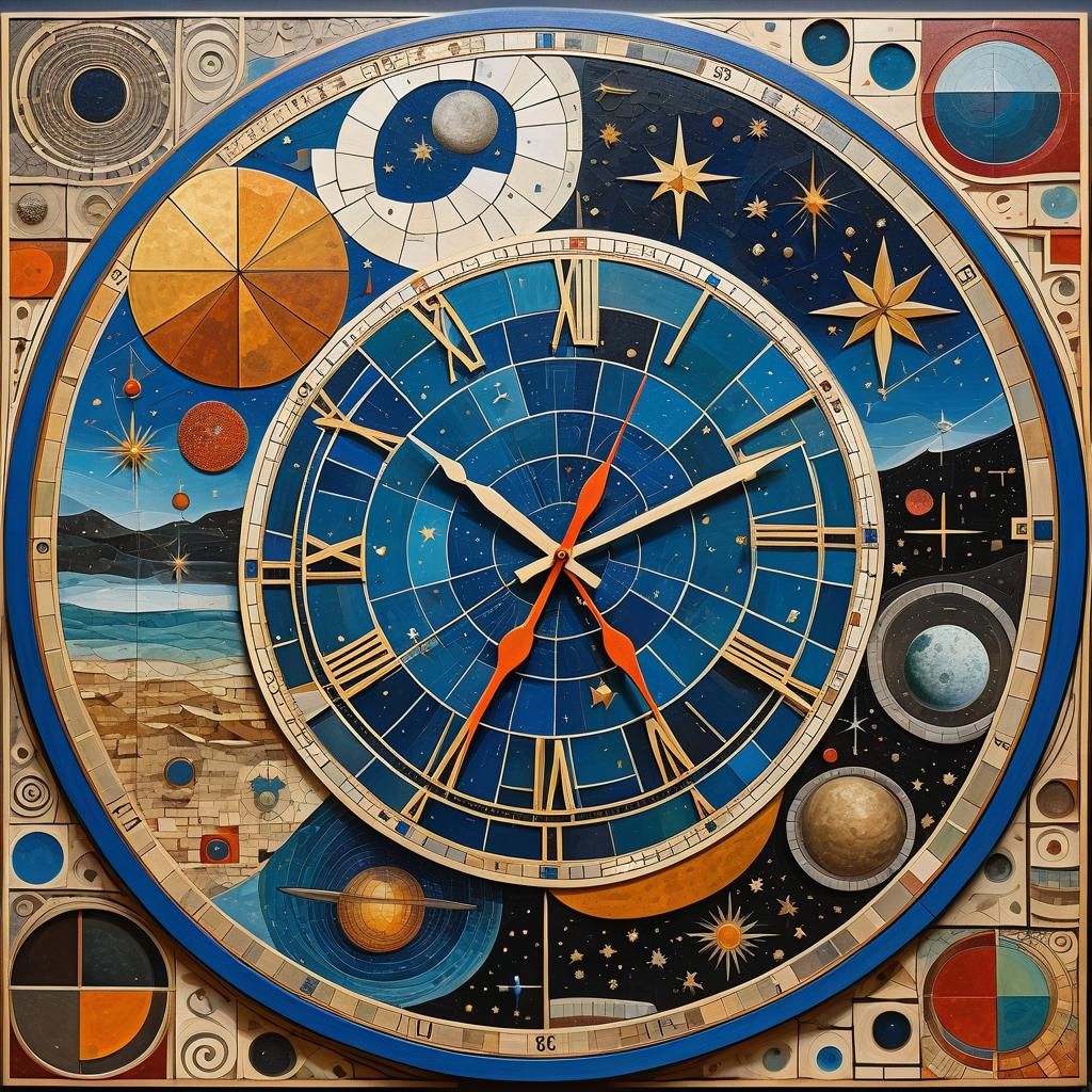 Astronaut Clock with Encaustic and Hidden Mosaics