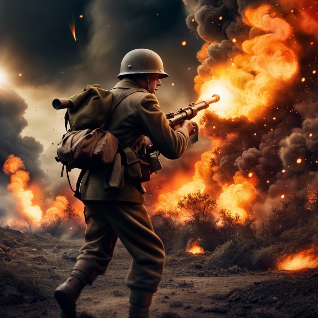 Marines advancing on Iwo Jima