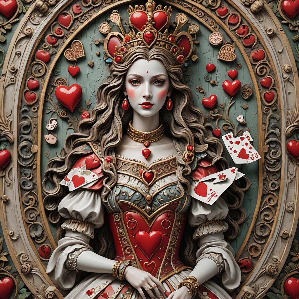 Goddess Queen of Hearts in Wonderland Relief