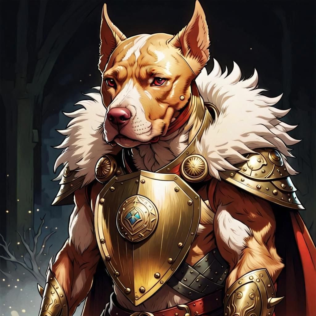 Golden Pitbull Warrior with Scars