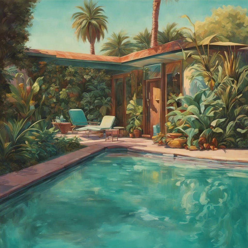 California Swimming Pool in 1950s Style
