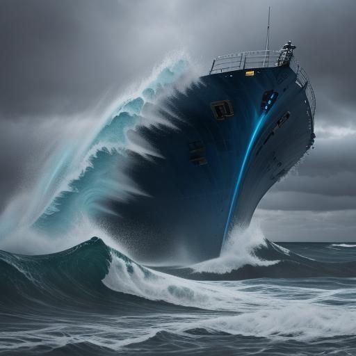 Mad Marine on Desolate Beach in Digital Art