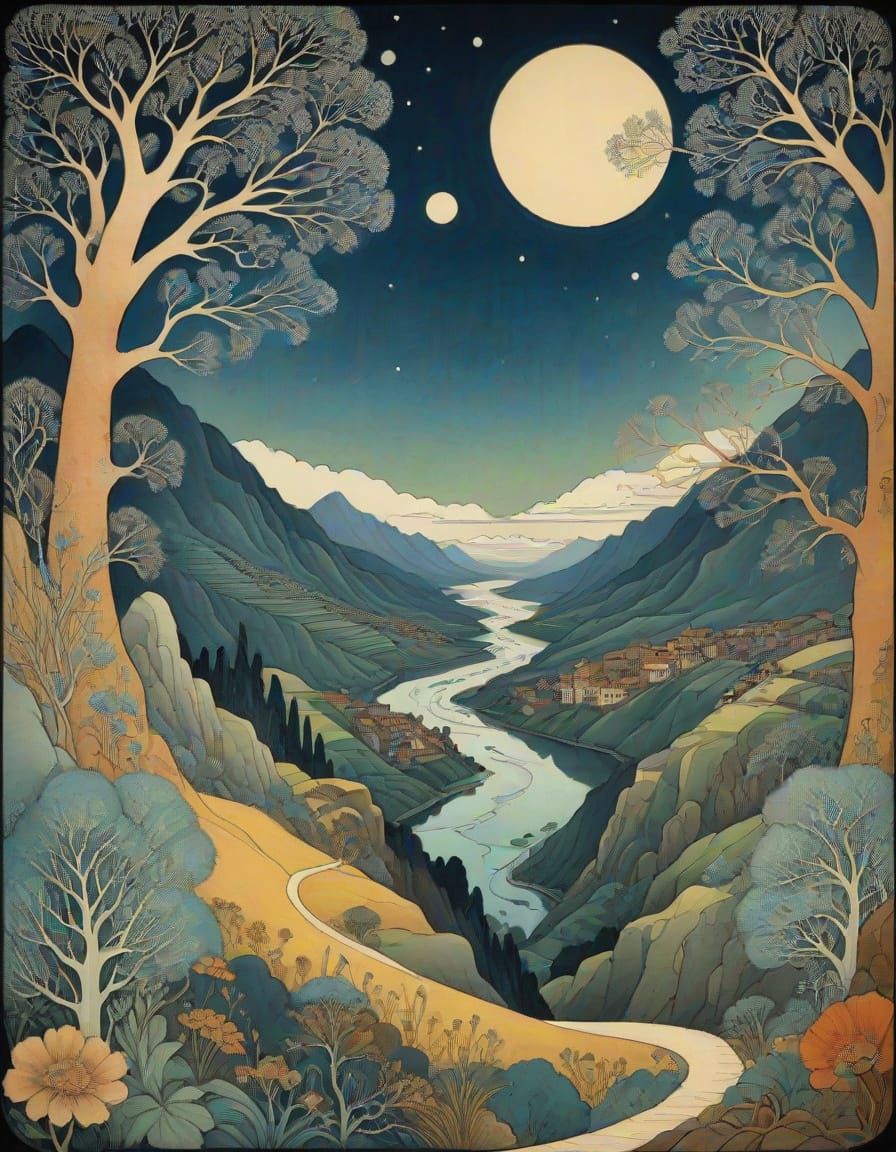 Art Deco Inca Yakumama in Dramatic Perspective