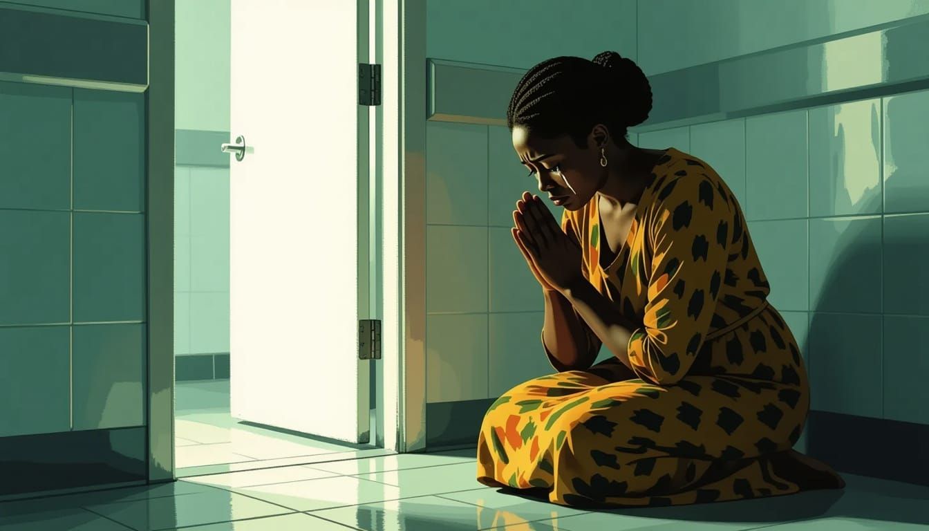 African Mother's Prayer for Mercy in Hospital Bathroom