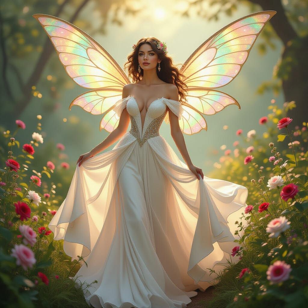 Enchanting Fairy with Iridescent Wings in Digital Art Style