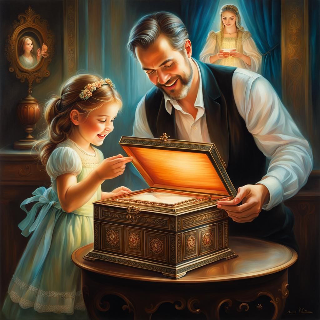 Father's Gift: Daughter's Joyful Musical Box Moment