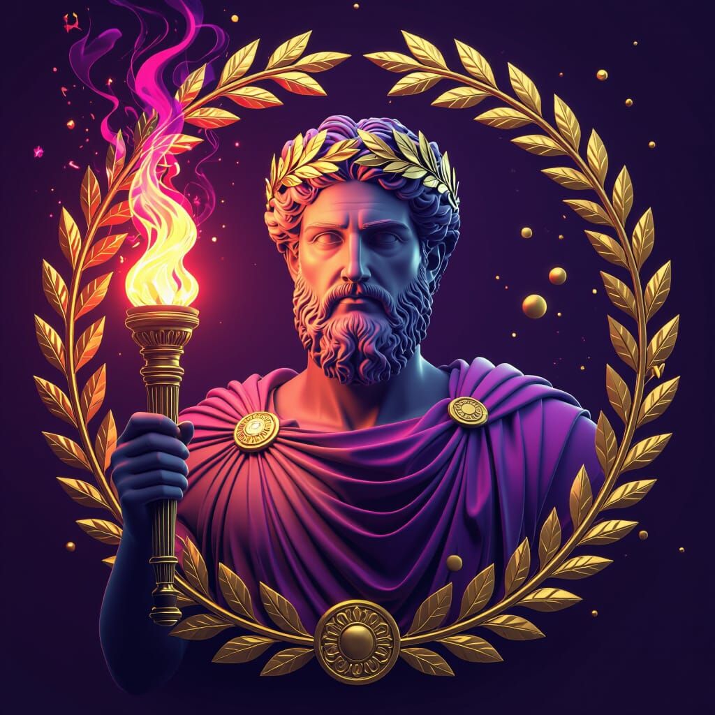 Stylized 3D Roman Philosopher with Laurel Wreath
