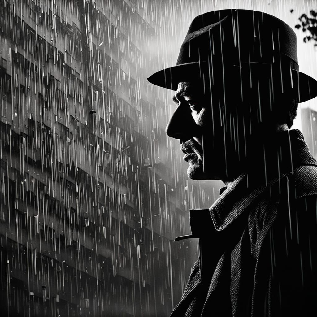 Film Noir Detective in Rainy City