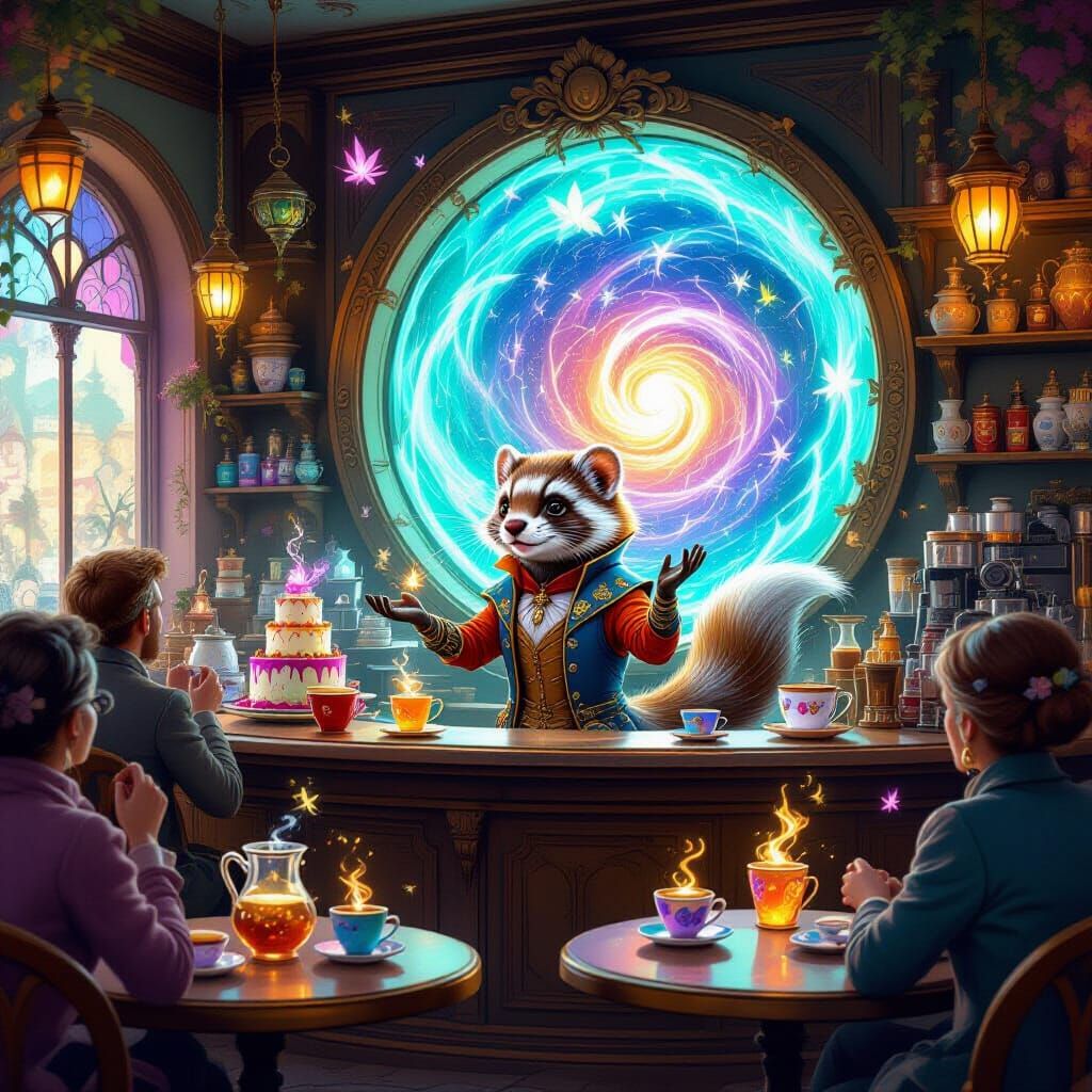 Magical Ferret Cafe with Dimension Portal