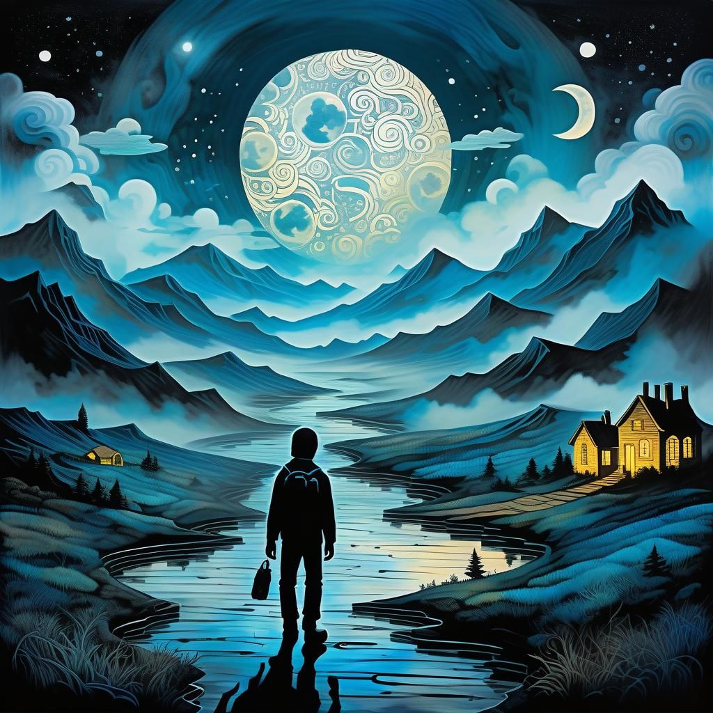 Mythological Lost Land Dreamscape in Watercolor Style