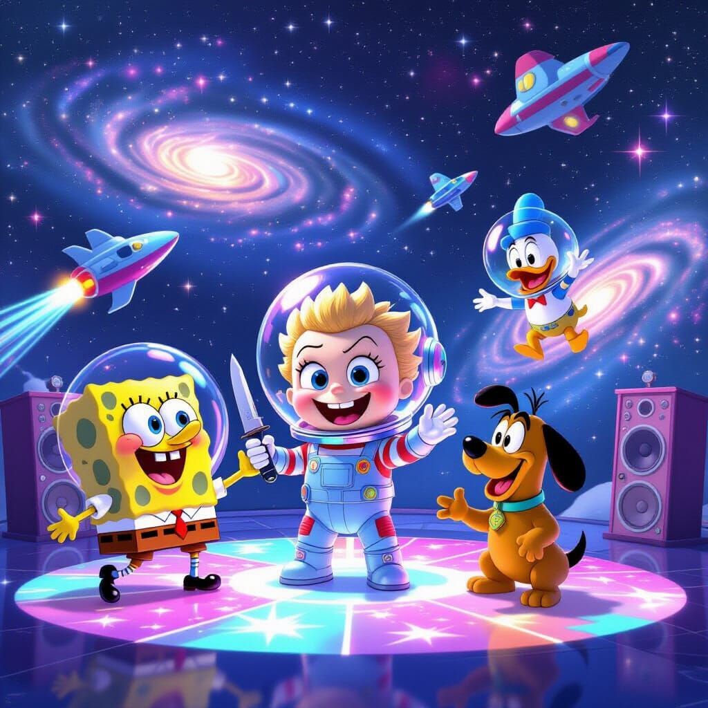 Pixar Style Animation of Characters in Space