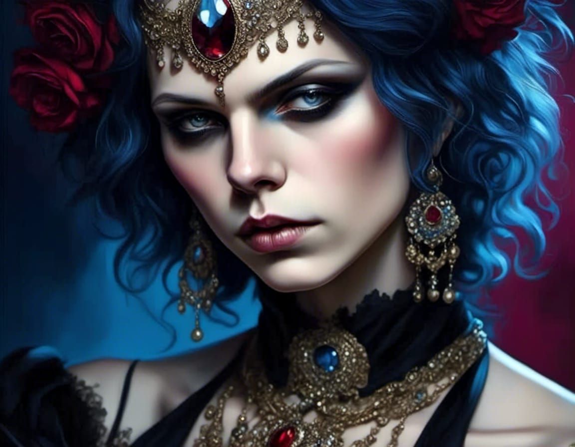 Beautiful Emo Goth Girl with Piercings