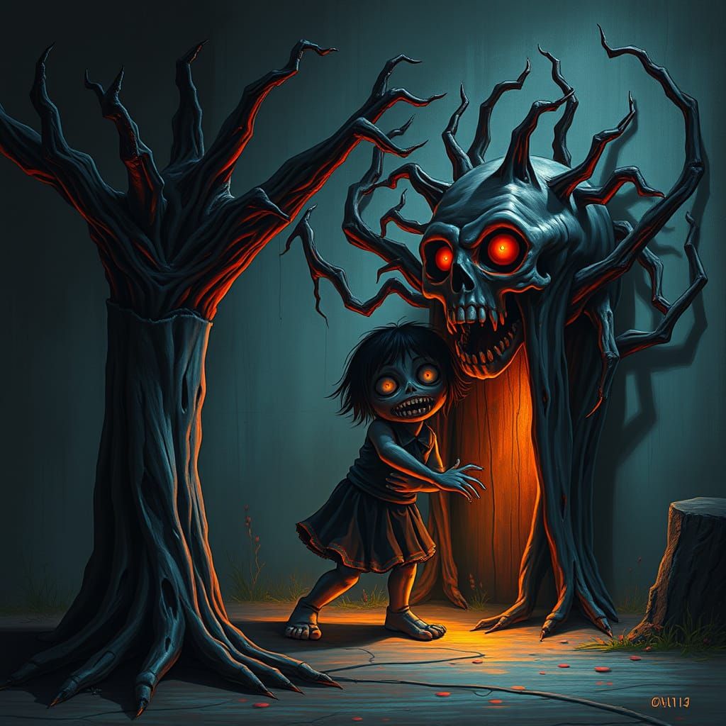 Time Don't Hug Me: Horror Art in Brutalist Style