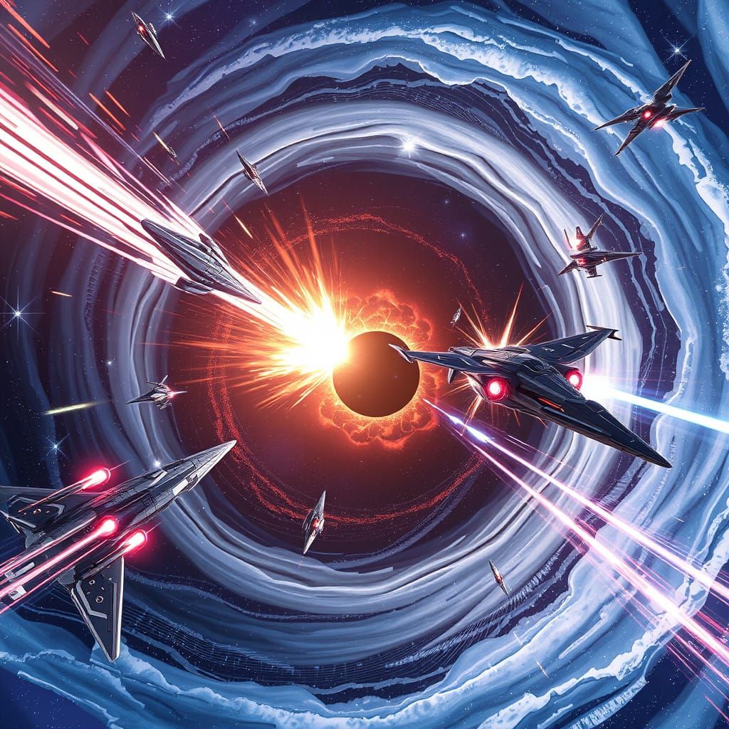 Epic Space Battle Around a Swirling Black Hole