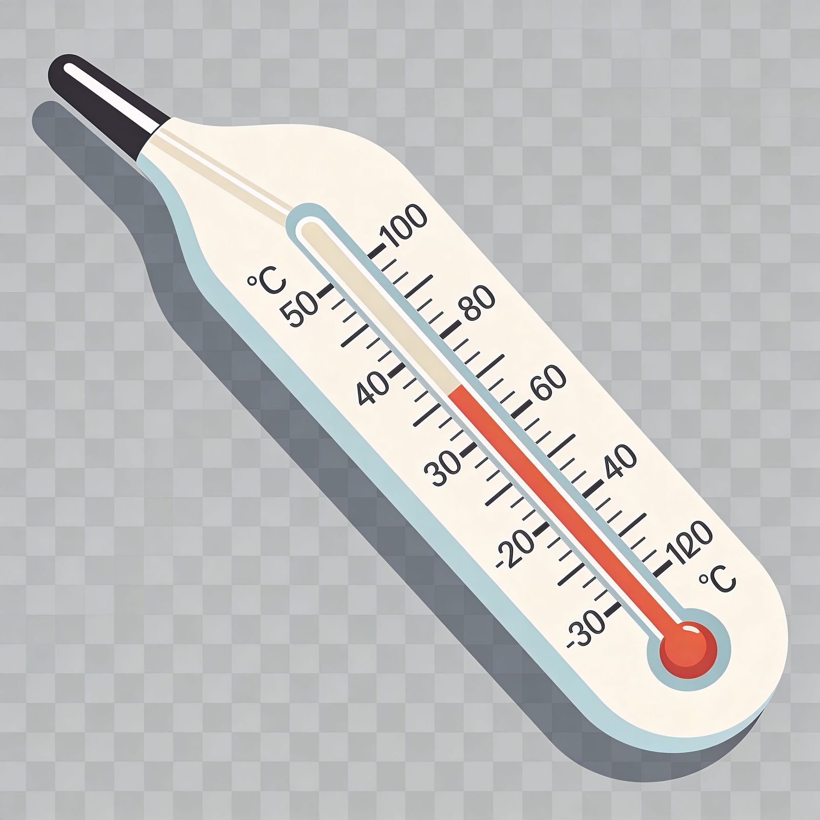 Clean Flat Vector Illustration of a Simple Thermometer