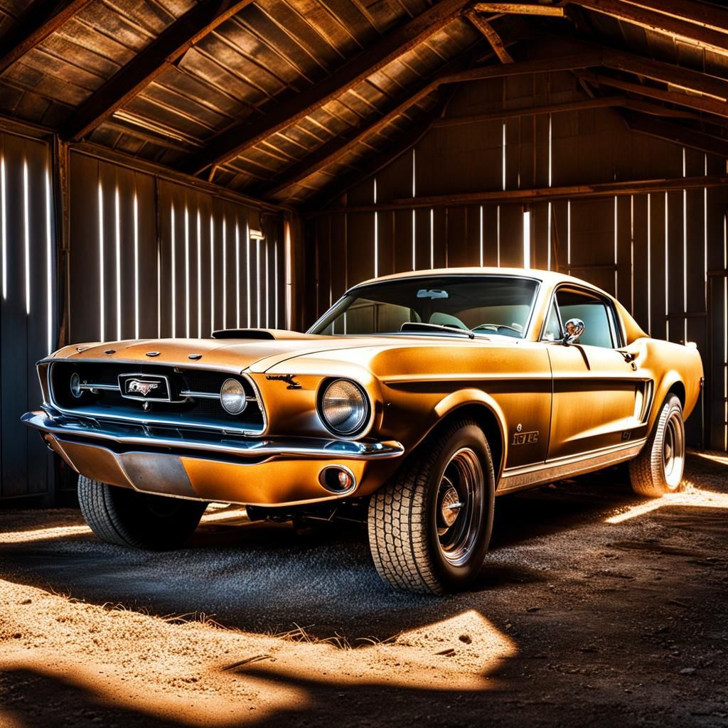 Dusty Barn Find: Old Ford Mustang in Hyperrealism