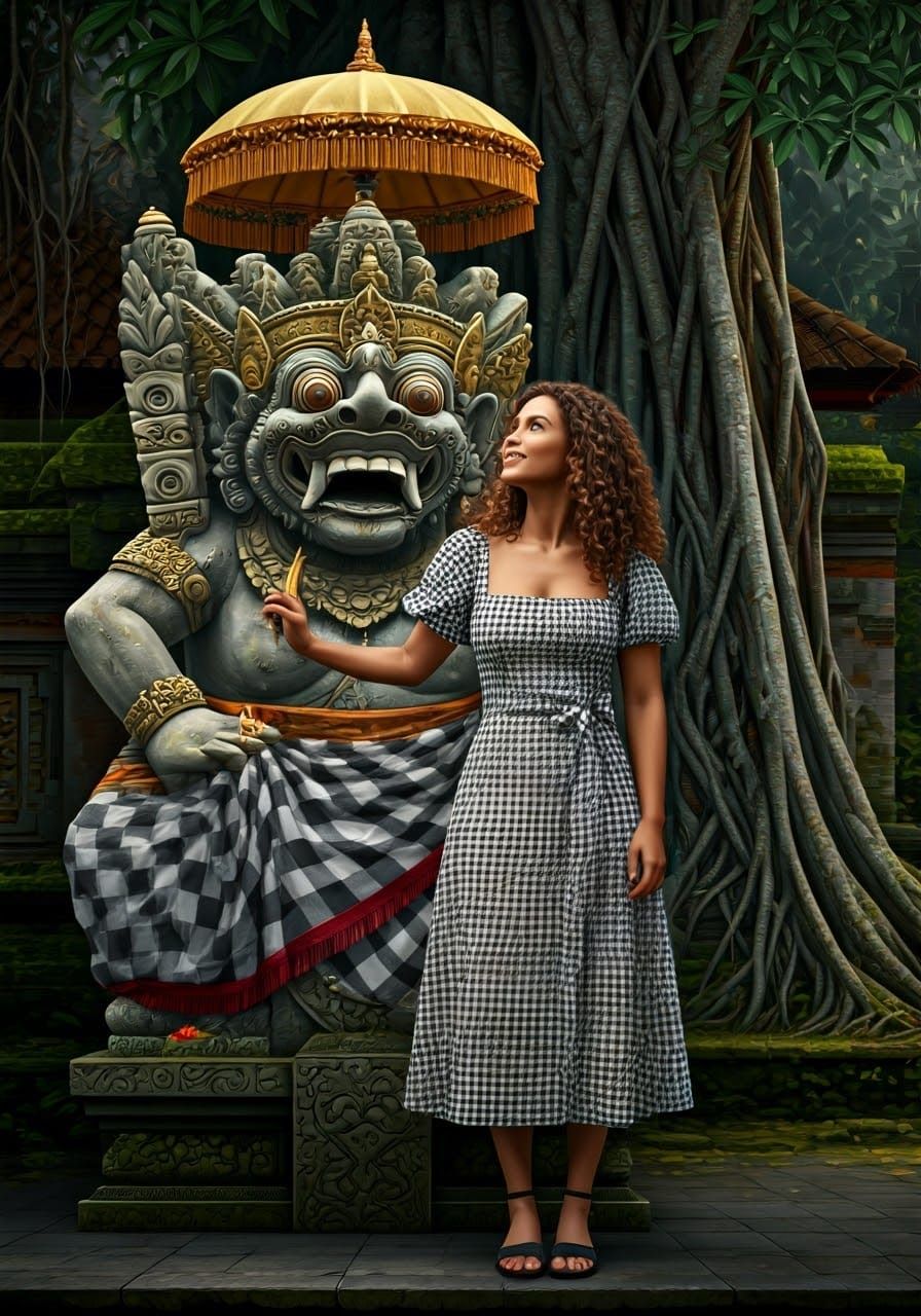 When gingham pattern meets checkered pattern in Bali.