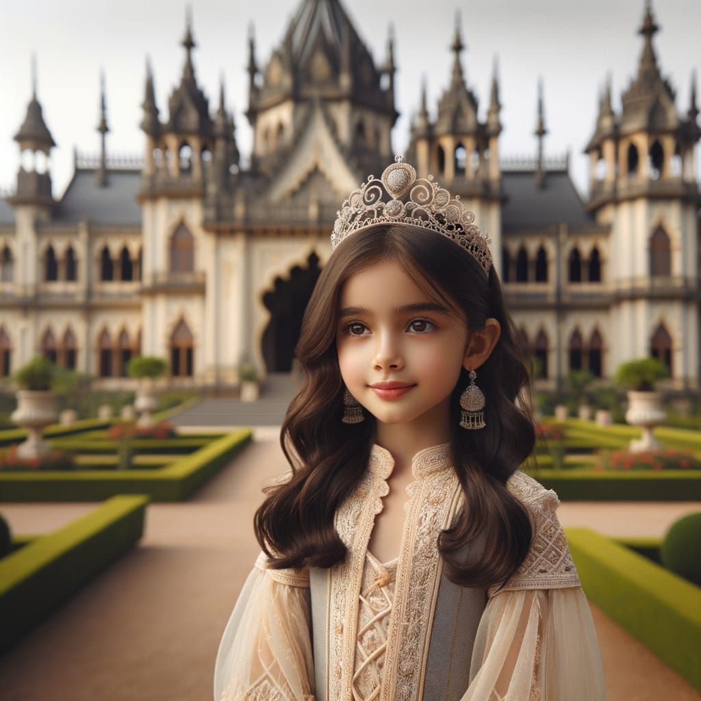 South Asian Princess Near a Palace