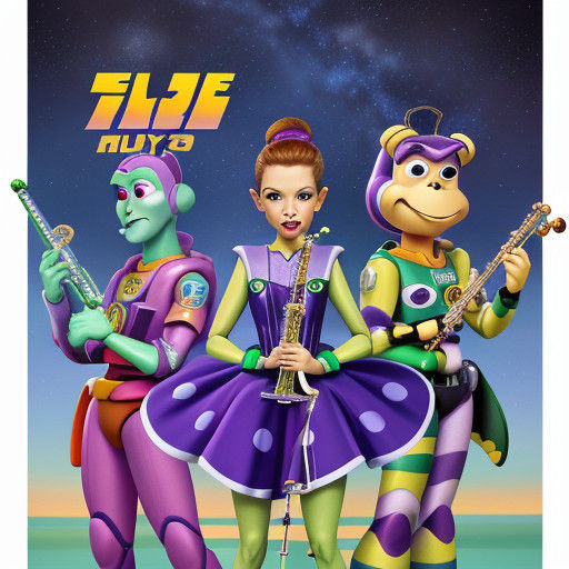 Galactic Space Ranger Plays Whimsical Flutes in Cosmic Harmo...