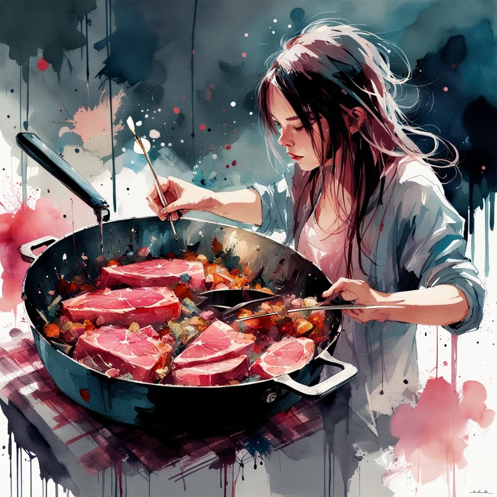 Campsite in Watercolor Splash Art Style