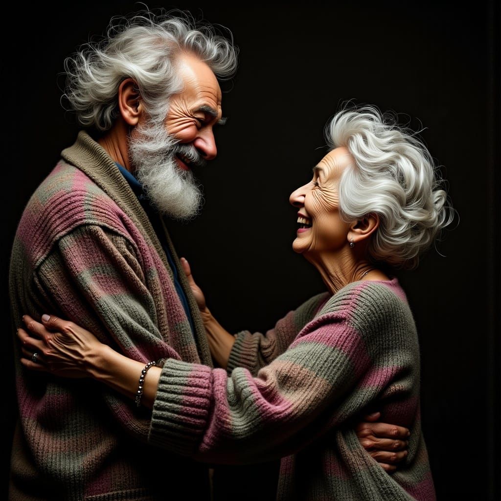 Vibrant Ink Cartoon Grandma and Grandpa Dance in a Cinematic...