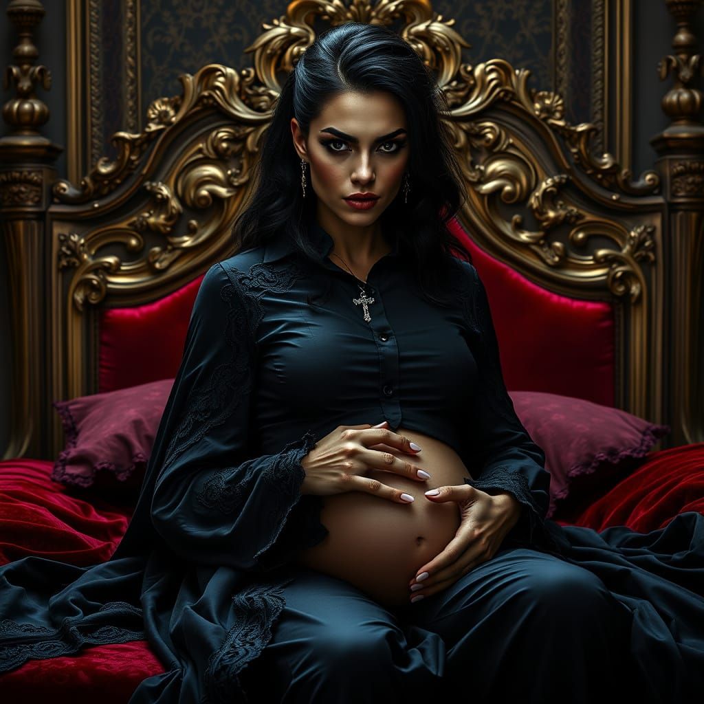 Majestic Mexican Goddess with Gothic Elegance