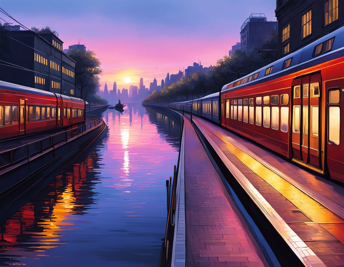 Vibrant Oil Painting of Young Woman by River