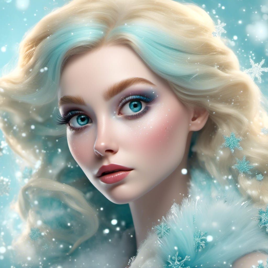 Whimsical Surreal Character in Winter Landscape