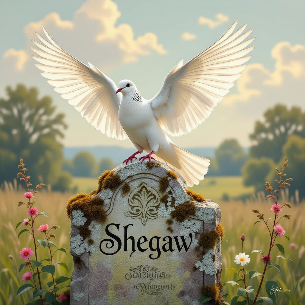 Dove on Monument, Poised for Flight, Classical Realism Style