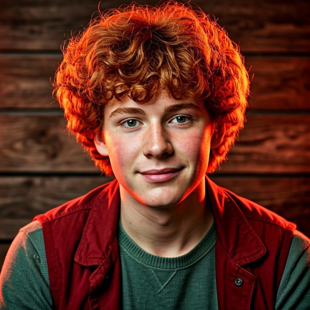 Fiery Portrait of a Youthful Redhead in Film Noir Style