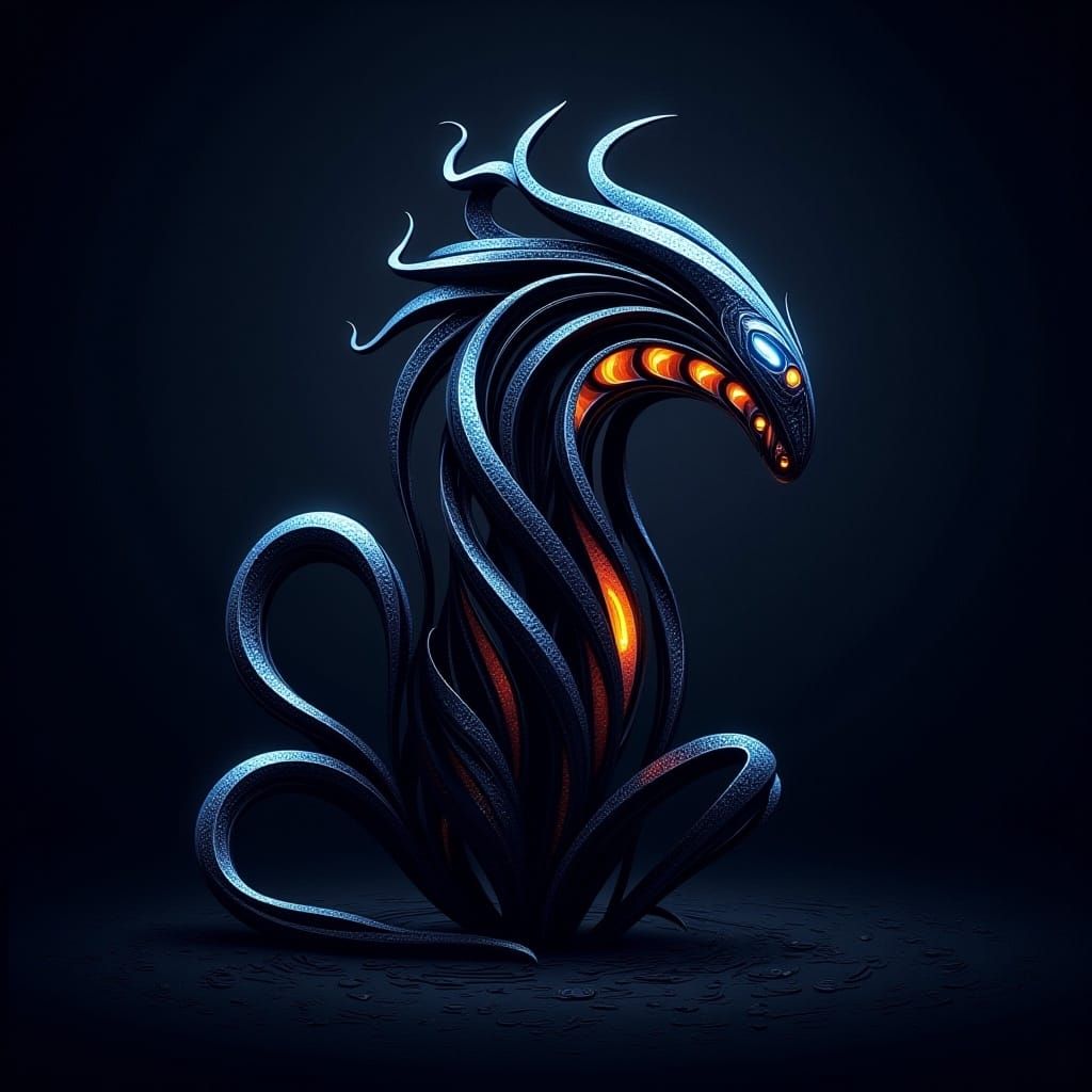 Dark Fantasy Creature Emerges From Shadows, Digital Painting