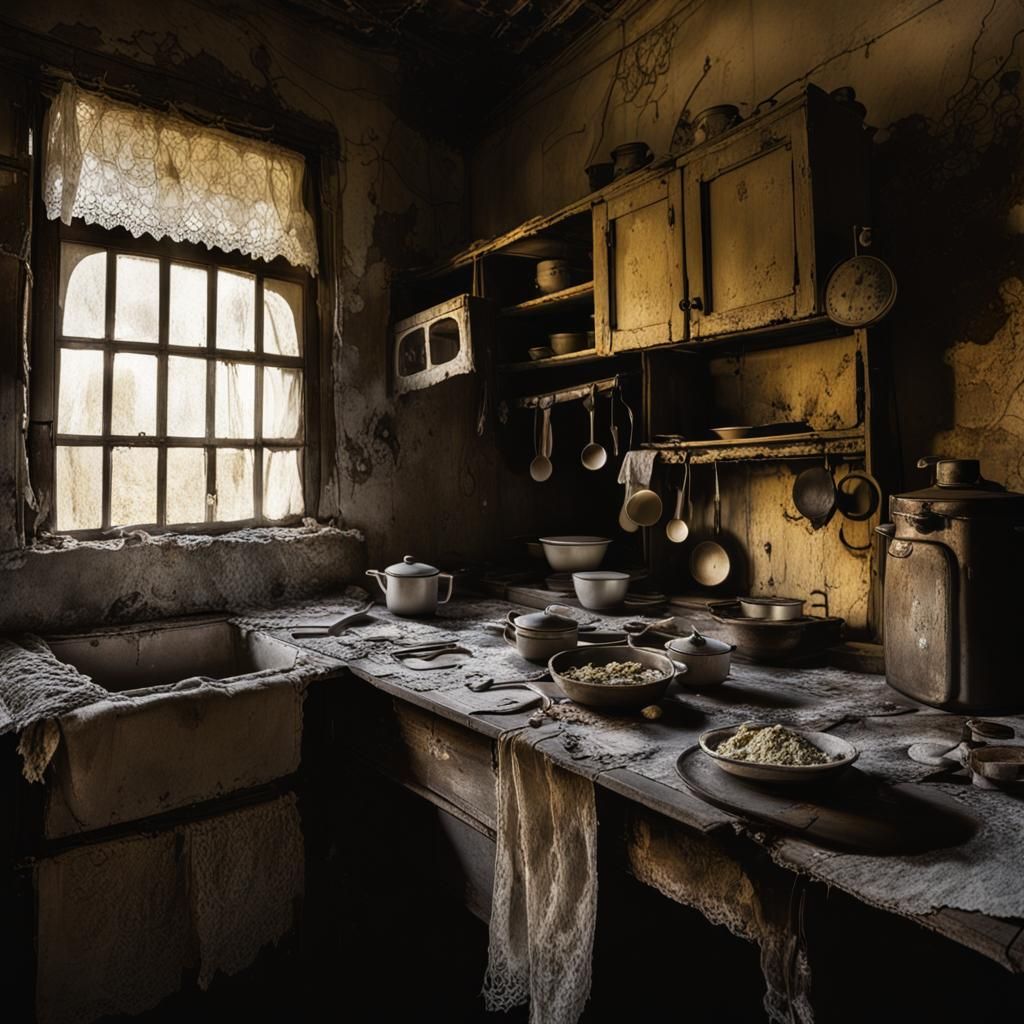 Ghostly Kitchen: Dark Fantasy Horror Scene