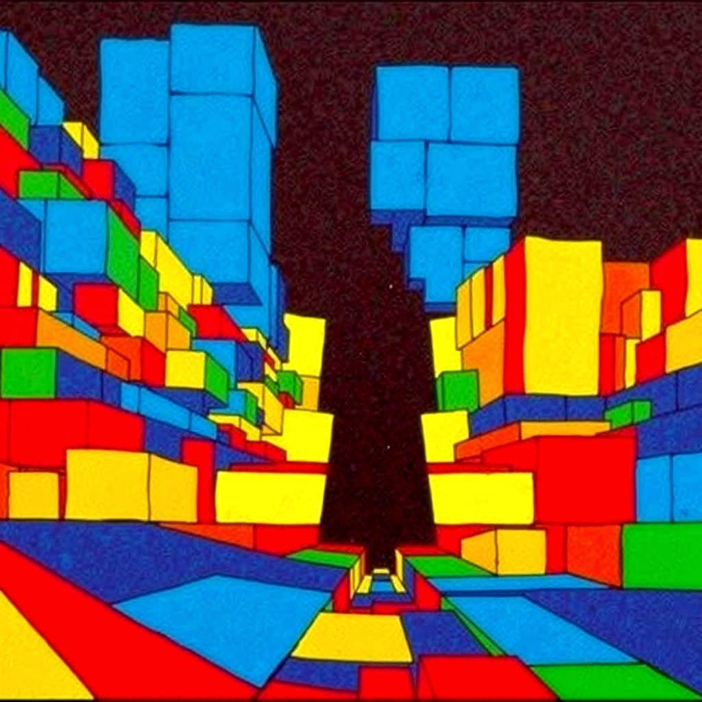 Mondrian Style Path Between Infinite Primary Boxes