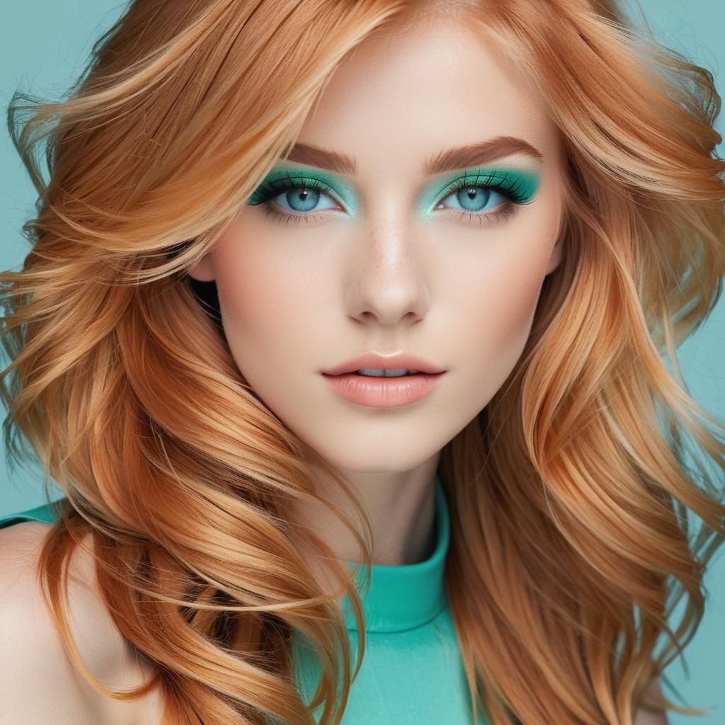 Strawberry Blonde Hair with Aqua Eyes