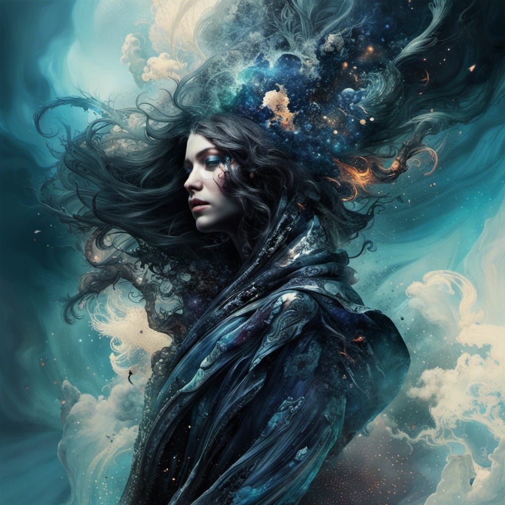 Maximalist Death Collecting Soul in Deep Blue