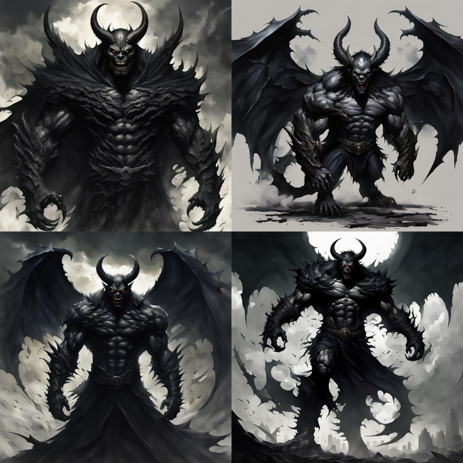 Menacing Demon Cloaked in Shadows as Fantasy Art