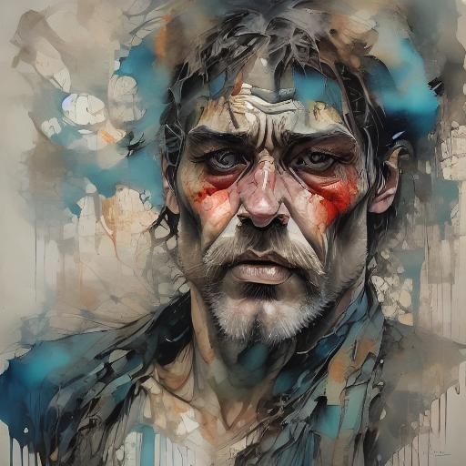 Inky Portrait of a Woman at War