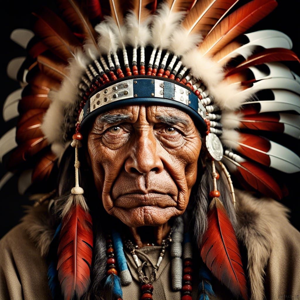 Stoic Native American Chief Portrait