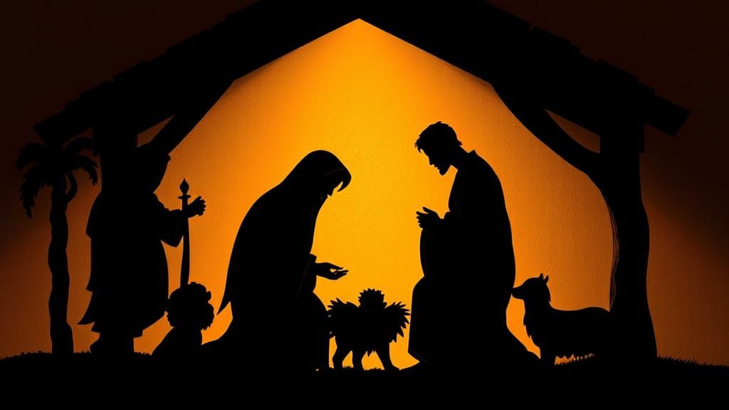 Nativity Scene in Dramatic Shadow Play
