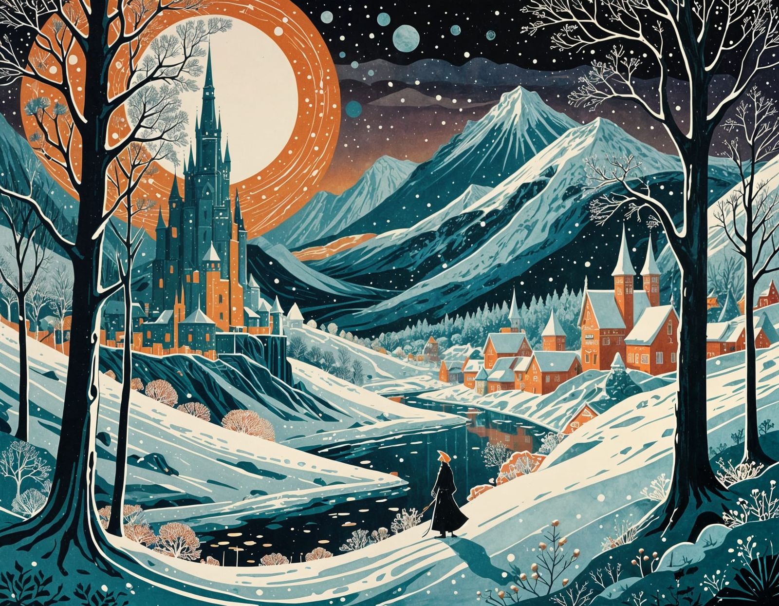 Winter Kingdom in Expressive Abstract Art